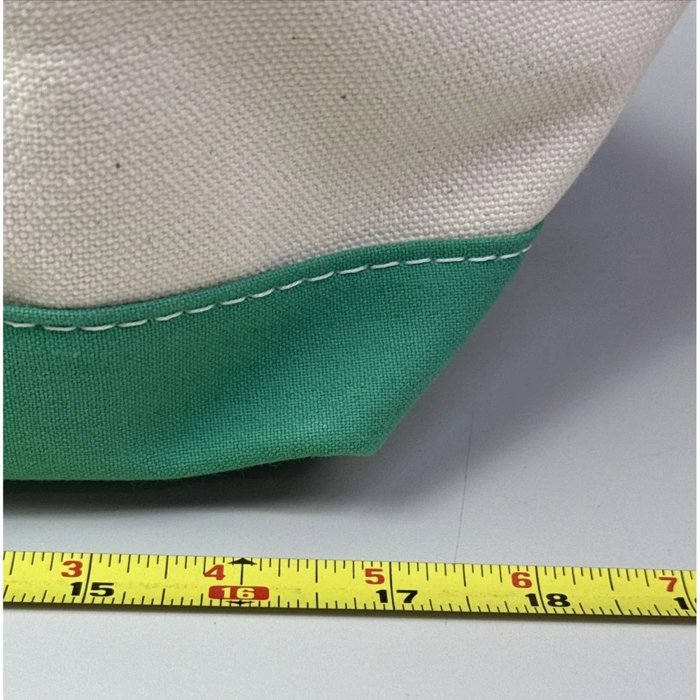 Vintage‎ 80s LL Bean Boat And Tote Canvas Bag Green Straps Green Tag Large 17x14